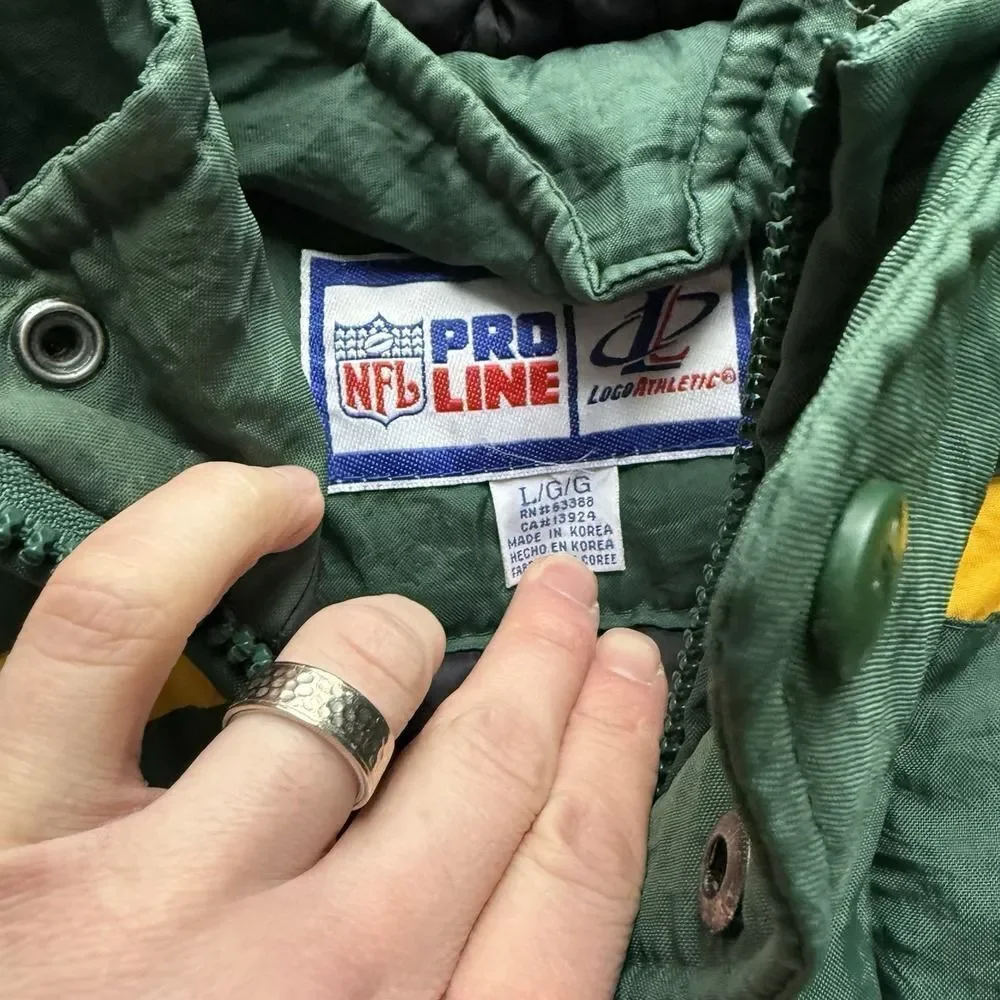 VTG Logo Athletic Green Bay Packers Pro Line Jacket Large‎ L Hooded 90s NFL